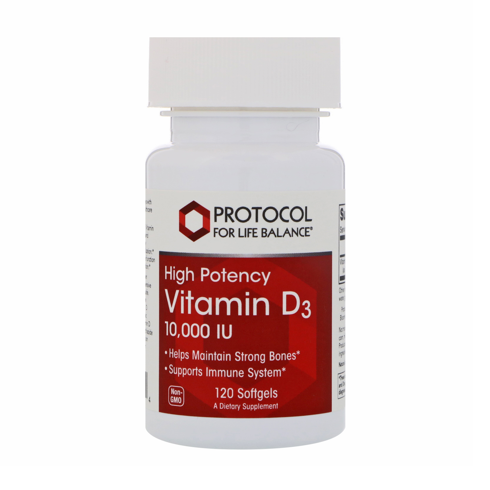 Вітамін D3 Protocol For Life Balance Vitamin D3 високої ефективності, 10000 МО, 120 гелевих капсул